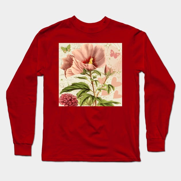 vintage pink flowers Long Sleeve T-Shirt by odNova